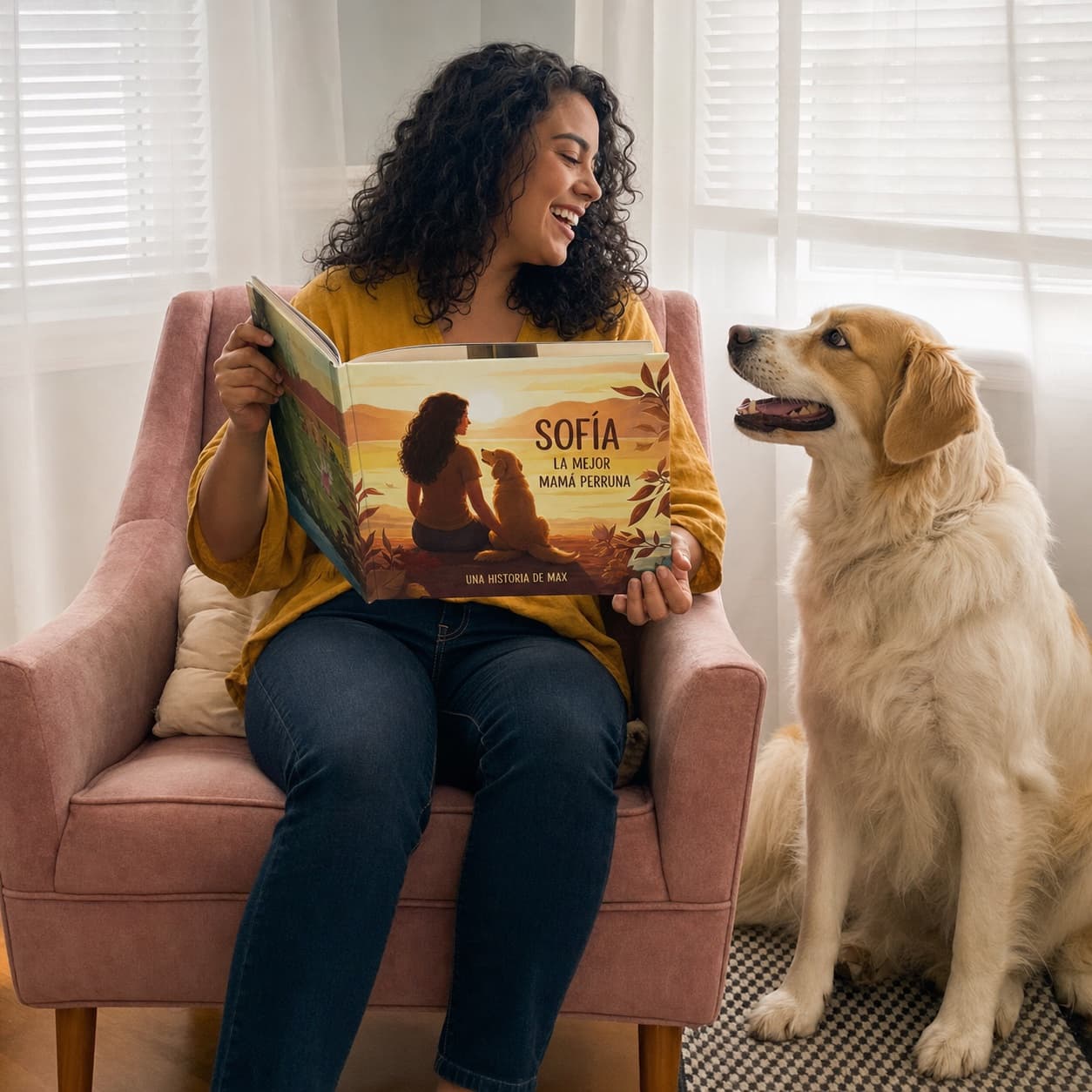 Sofía con una historia personalizada sobre su vínculo con su mascota